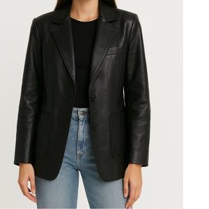 Quince black Leather Women's Jacket size M